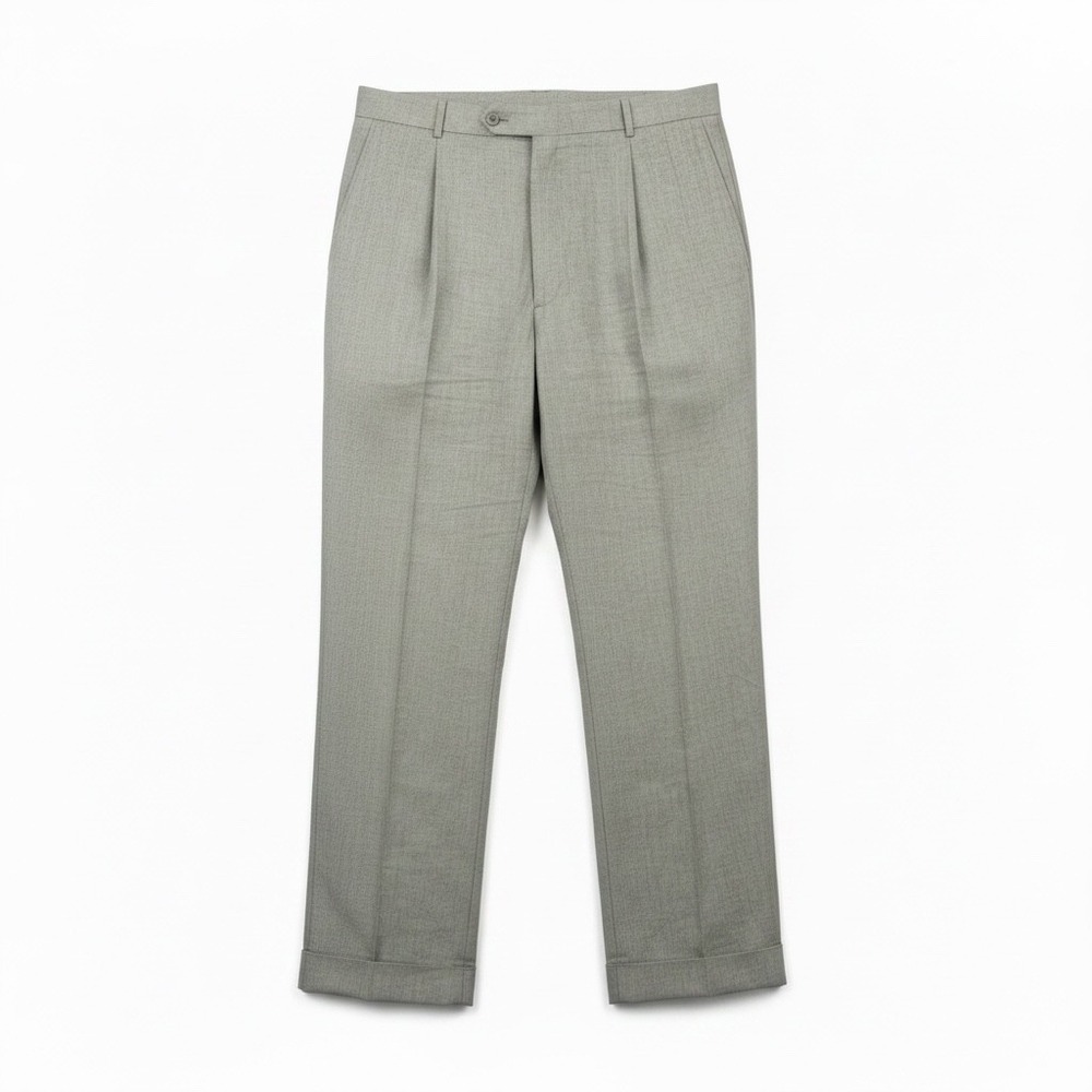 Brooks Brothers Mens 40R Tan Beige 100% Linen Pleated Cuffed Dress Pants